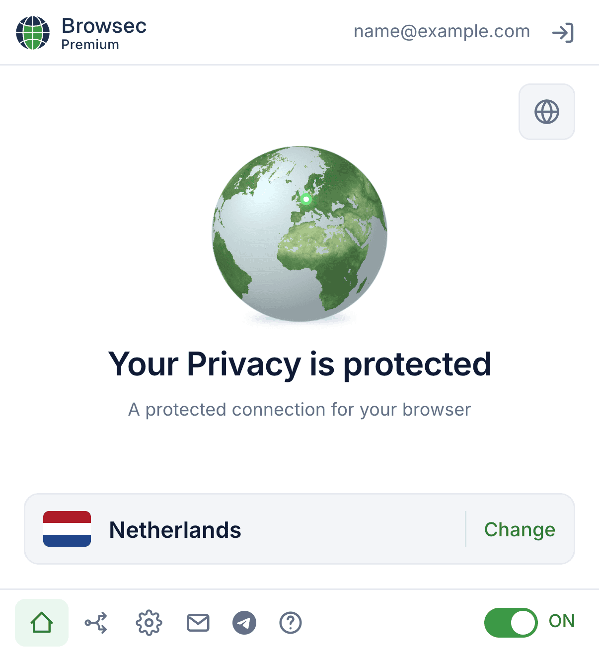 클릭 한 번으로 연결되는 Browsec VPN·프록시 확장 프로그램 팝업